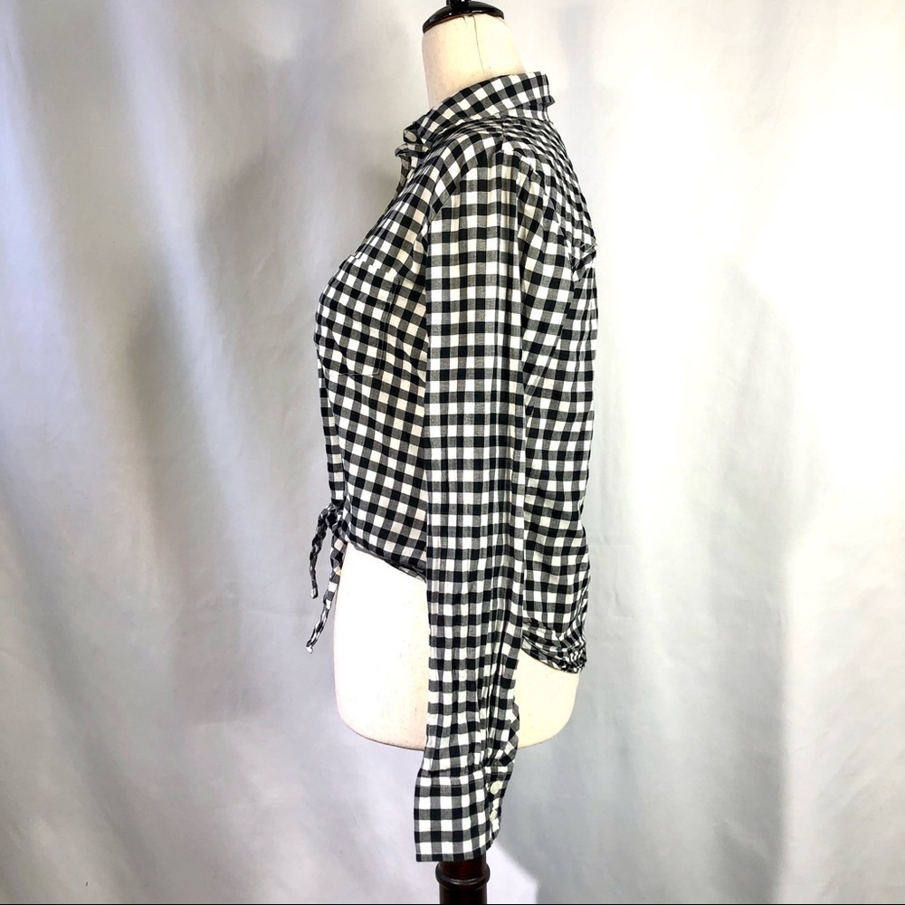 J Crew gingham tie-front shirt black white XS - Picture 5 of 9